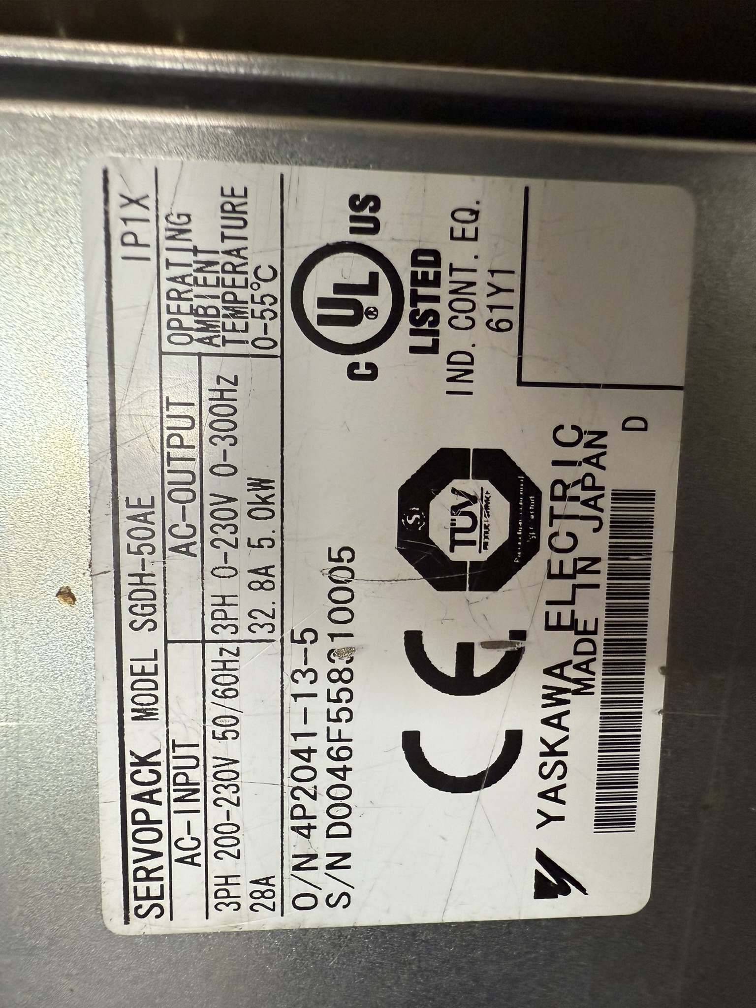 SGDH-50AE Yaskawa Servopack Typenschild 