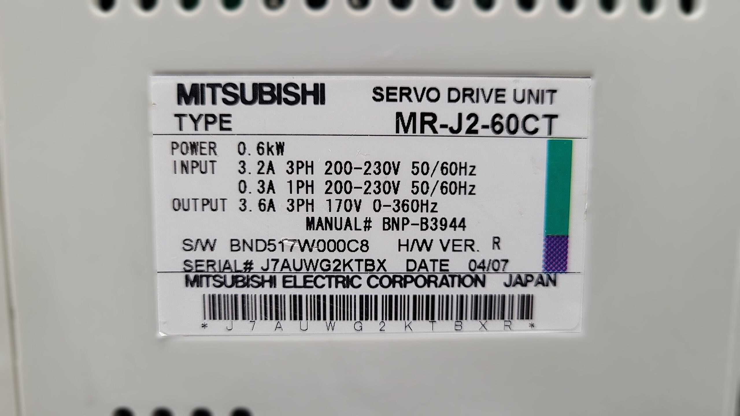  Misubishi MR-J2-60CT type