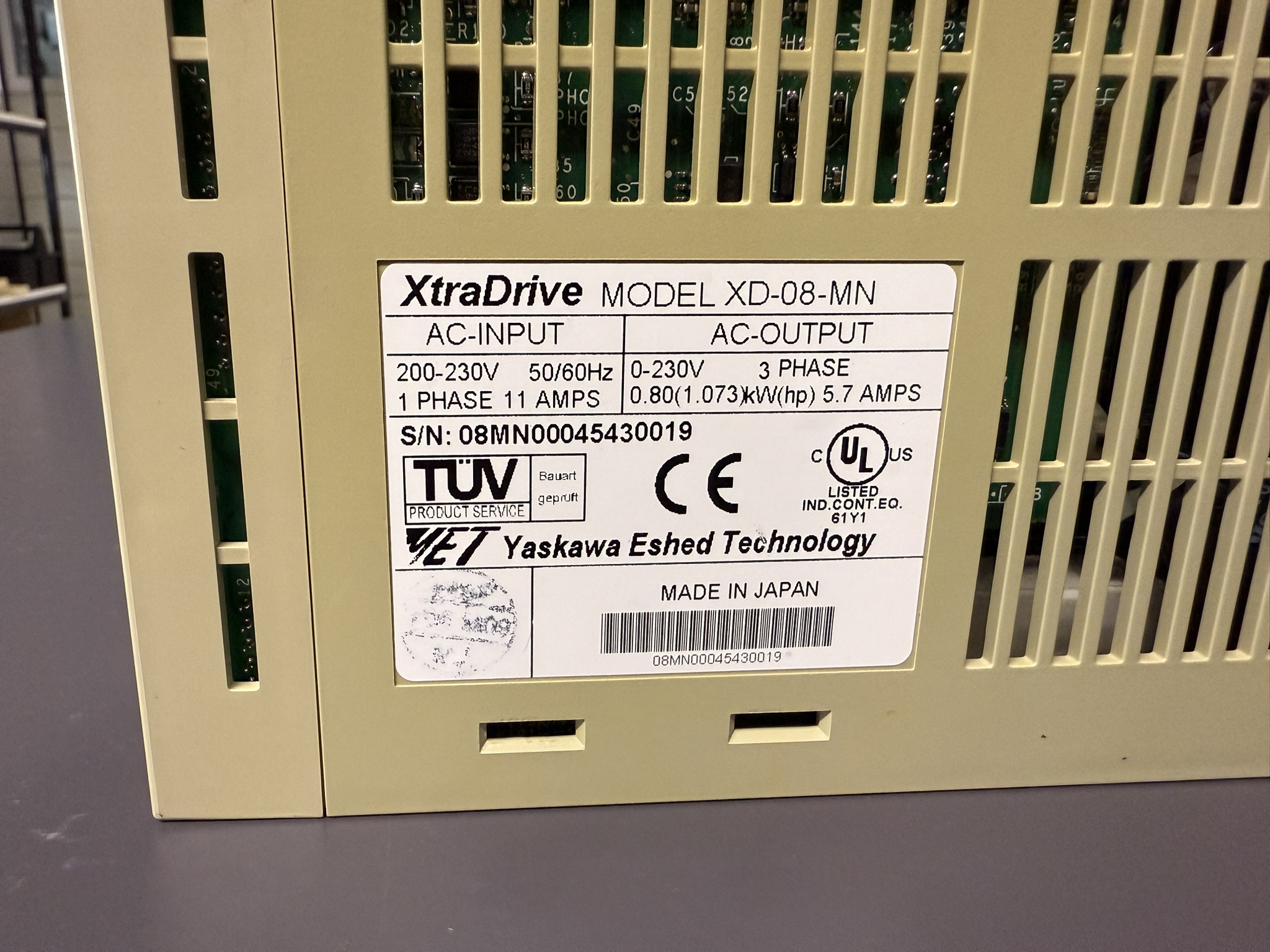 Yaskawa XtraDrive XD-08-MN Typenschild