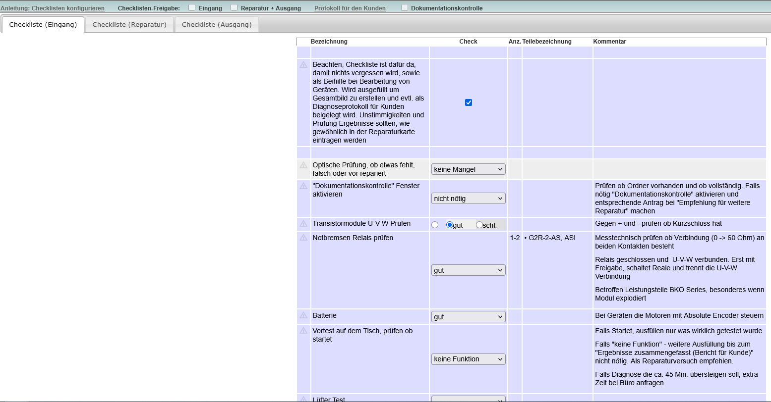 Checkliste Eingang