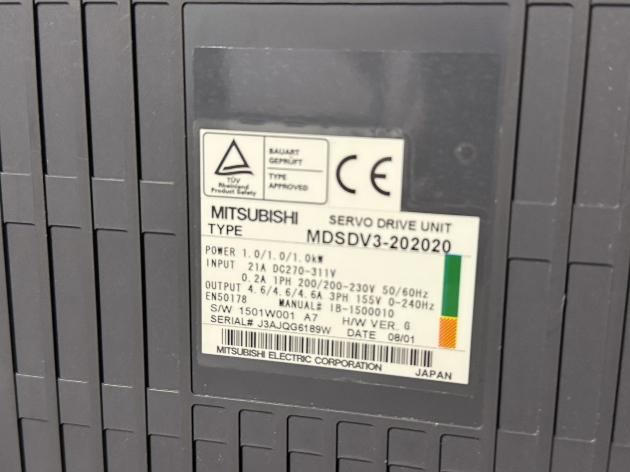 Mitsubishi Servo Drive unit MDS-D-V3-202020 Typenschild
