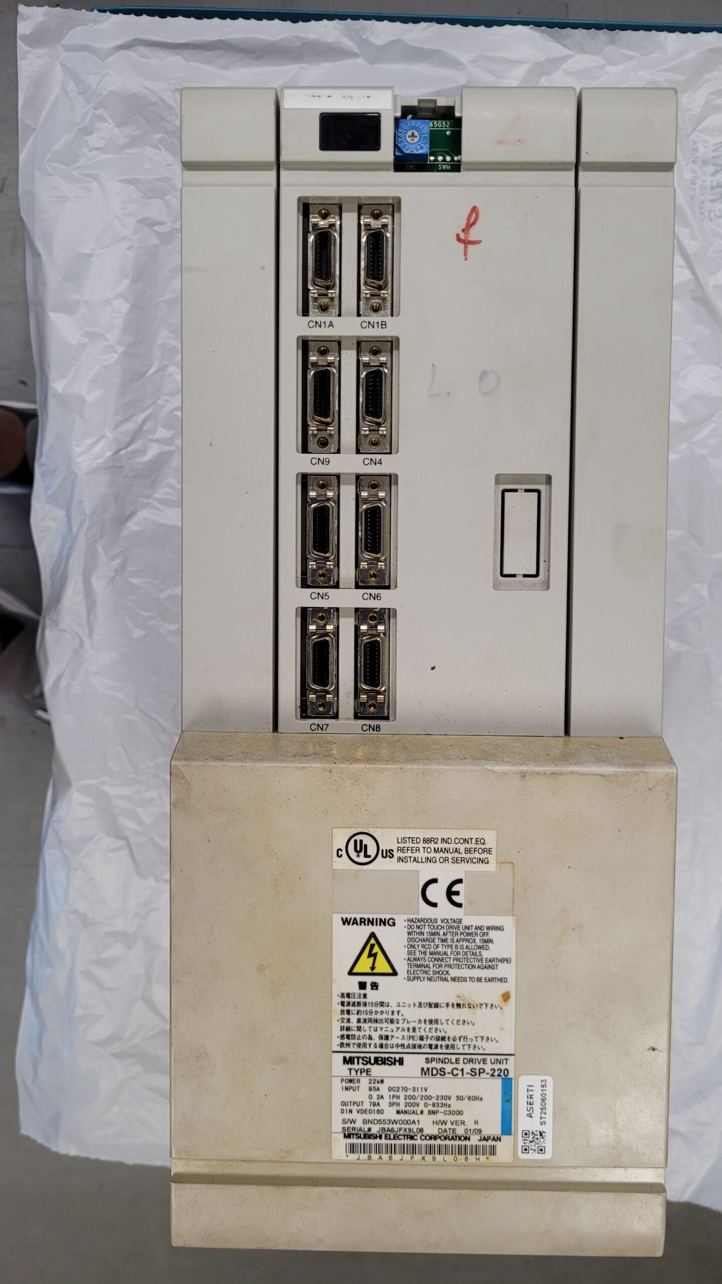 Mitsubishi MDS-C1-SP-220 Spindle Drive Unit Ansicht vor der Reparatur