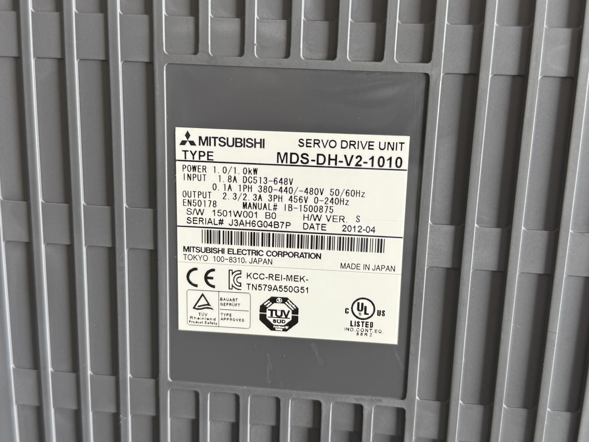 Mitsubishi MDS-DH-V2-1010 Servo Drive Unit Typenschild