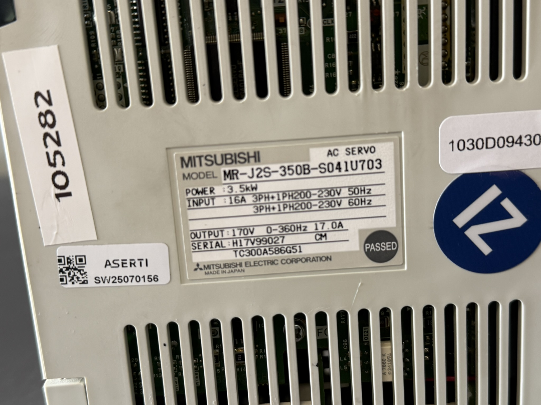 Mitsubishi MR-J2S-350b-S041U703 AC Servo Drive Typenschild