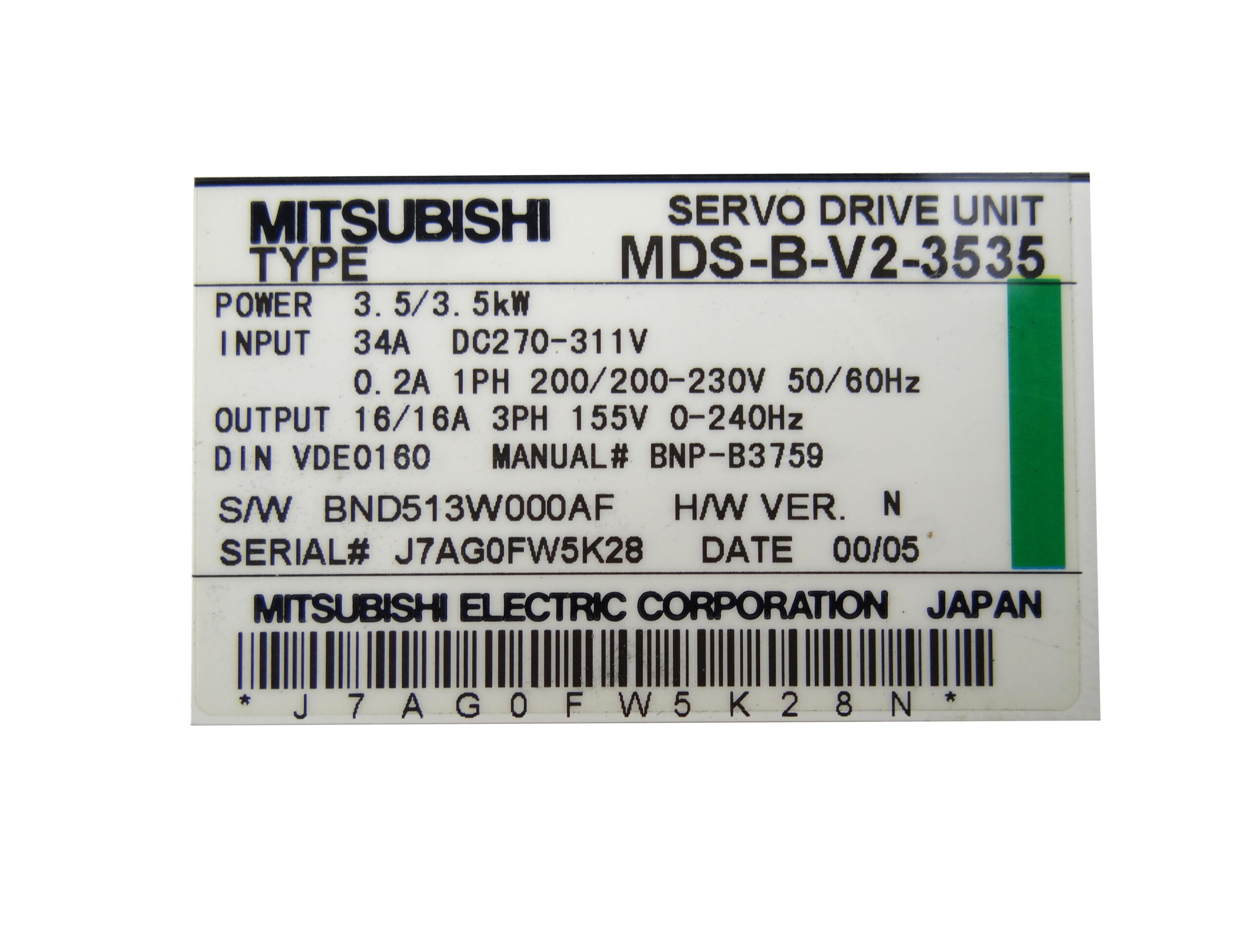 Mitsubishi Servo Amplifier MDS-B-V2-3535 Typenbezeichnung 2