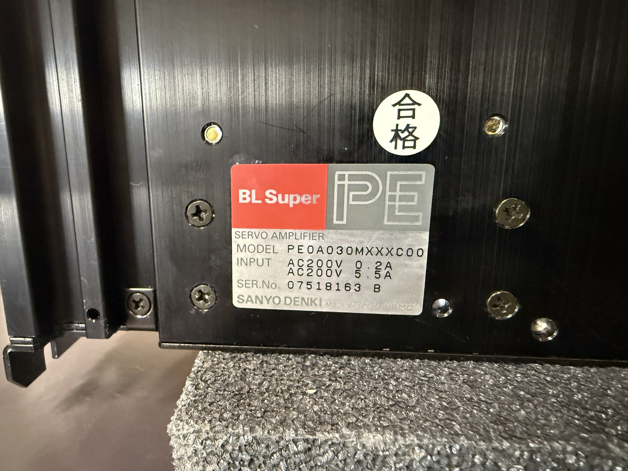 Sanyo Denki BL Super PE0A030MXXXC00 Servo Amplifier Typenschild