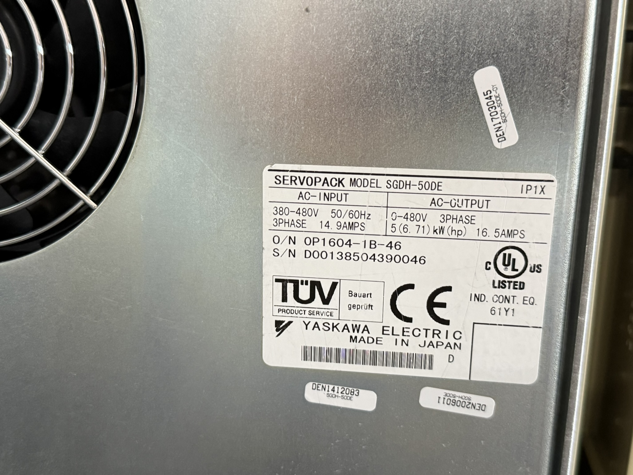 Yaskawa SGDH-50DE AC Servo Drive Typenschild