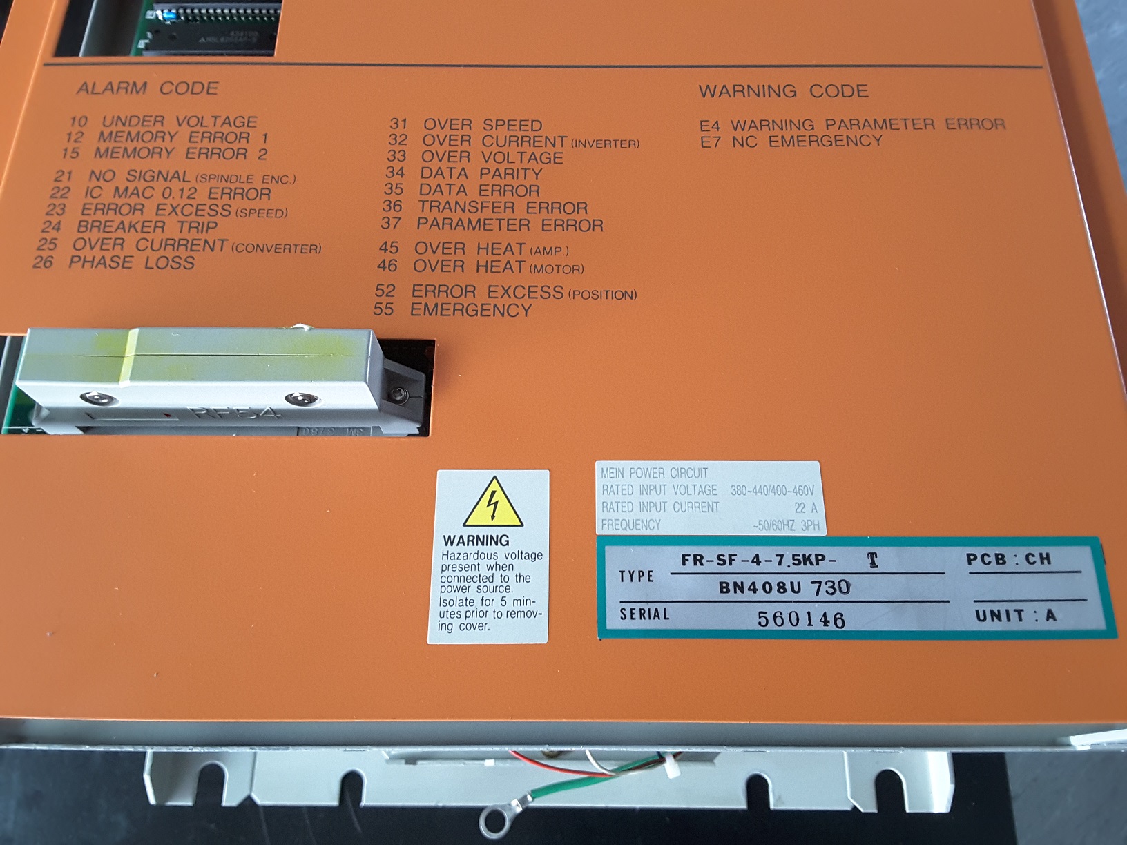 Mitsubishi FR-SF-4-7.5KP-T Spindle Drive Unit Typenschild 1