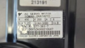 Yaskawa AC Servo Motor SGMAH-04A1A21D Typenschild