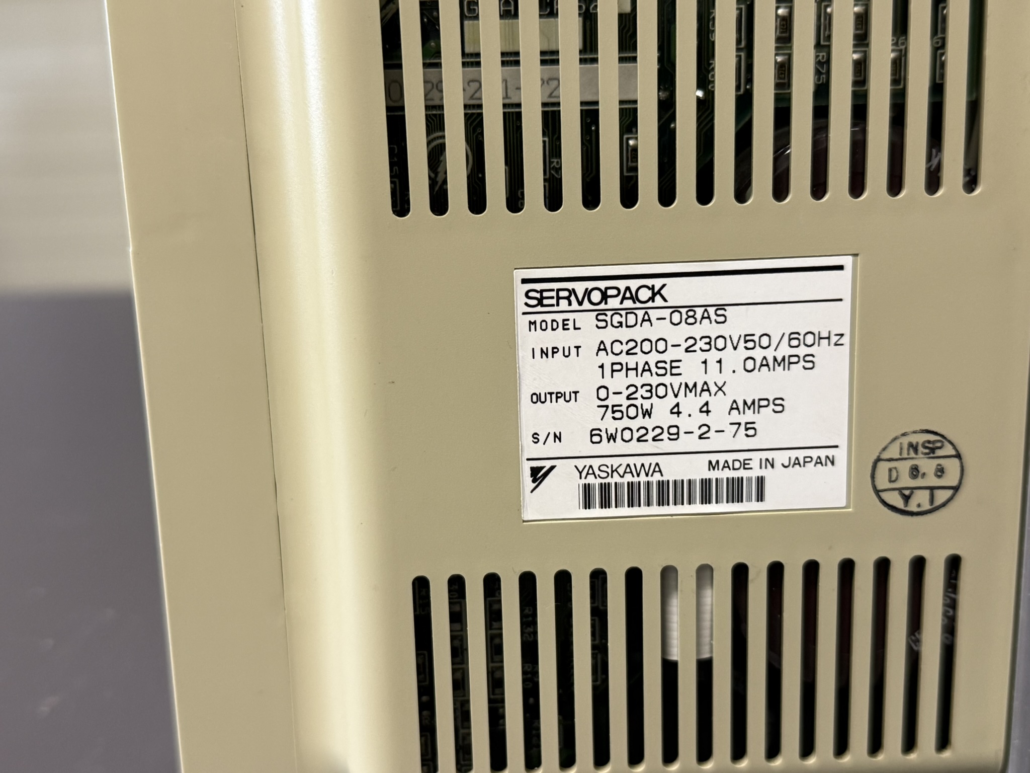 Yaskawa SGDA-08AS AC Servopack Typenschild