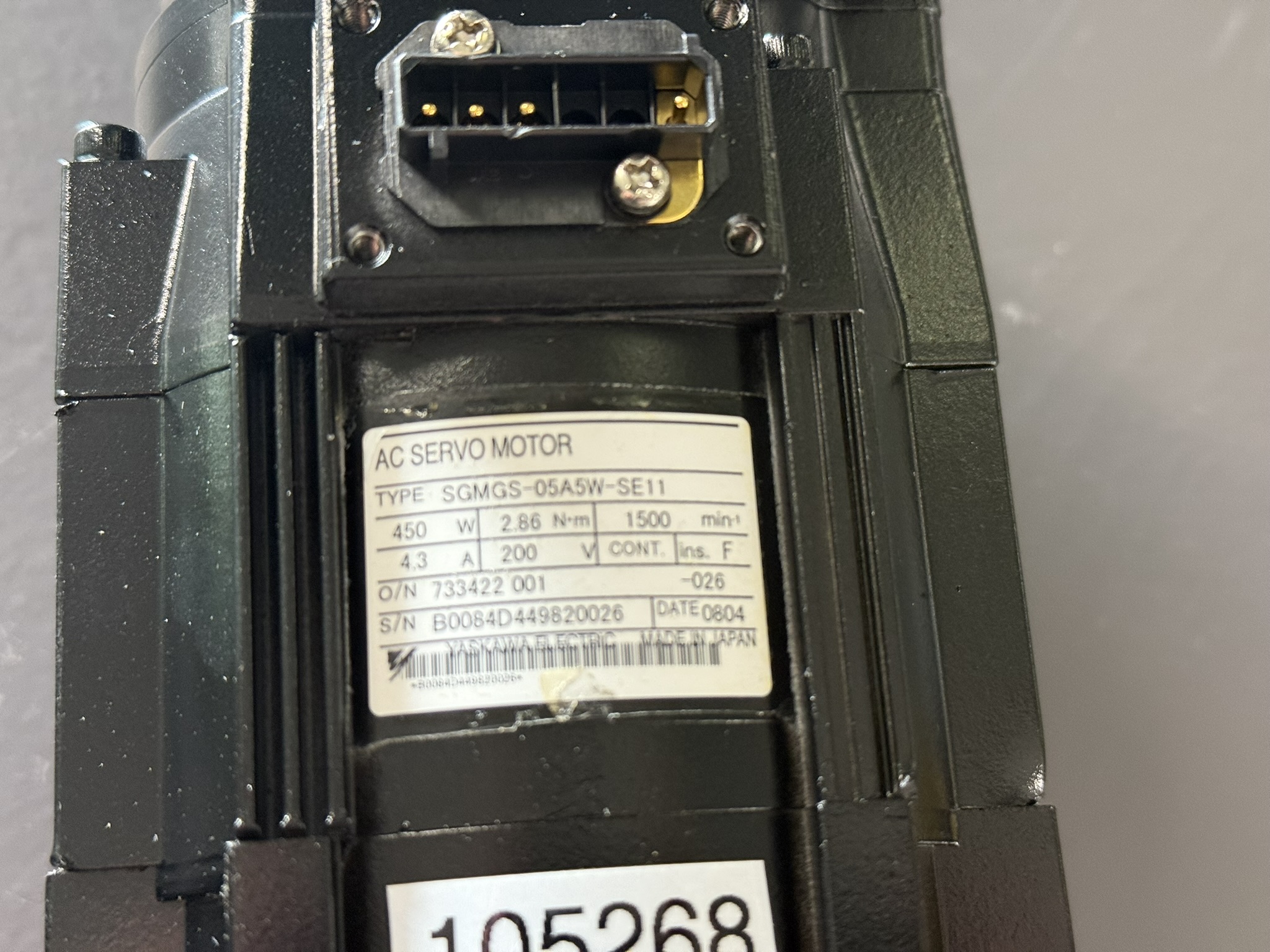 Yaskawa SGMGS-05A5W-SE11 AC Servo Motor Typenschild