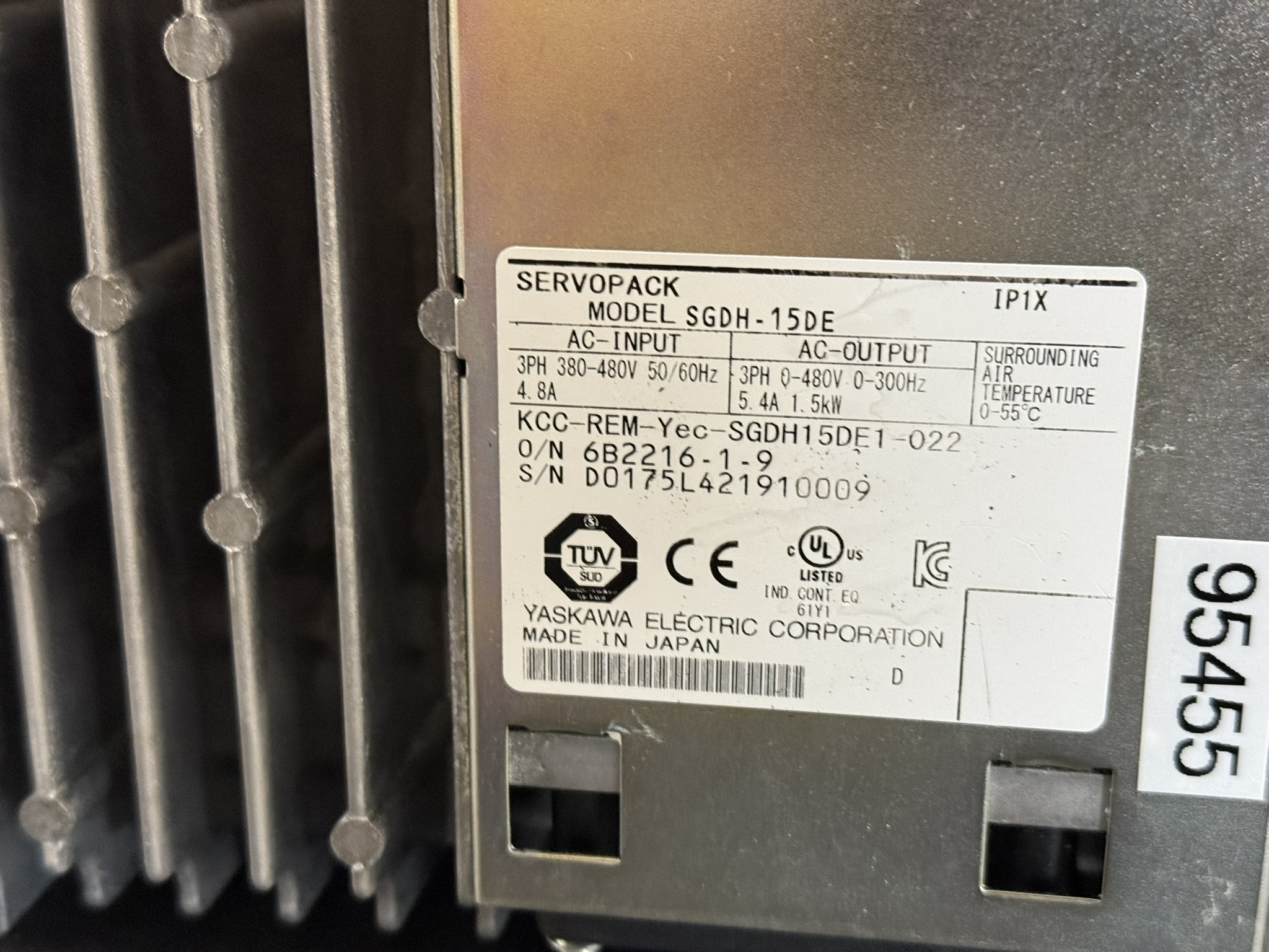 Yaskawa SGDH-15DE AC ServoPack Typenschild