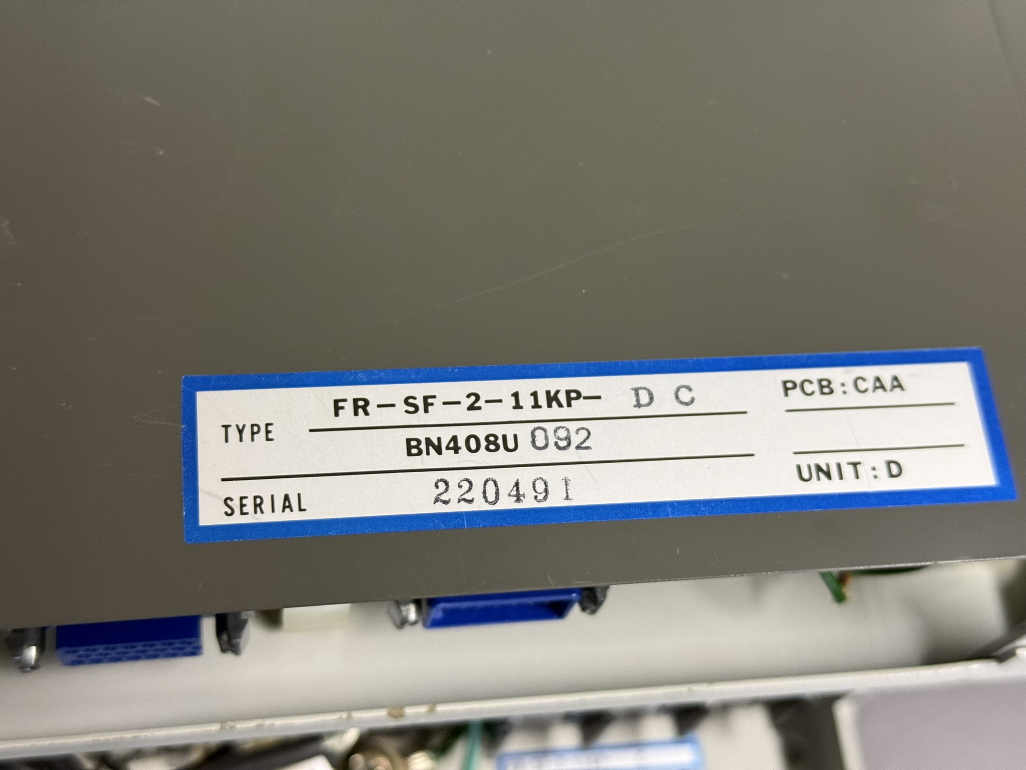 Mitsubishi FR-SF-2-11KP Spindle Drive Unit Typenschild