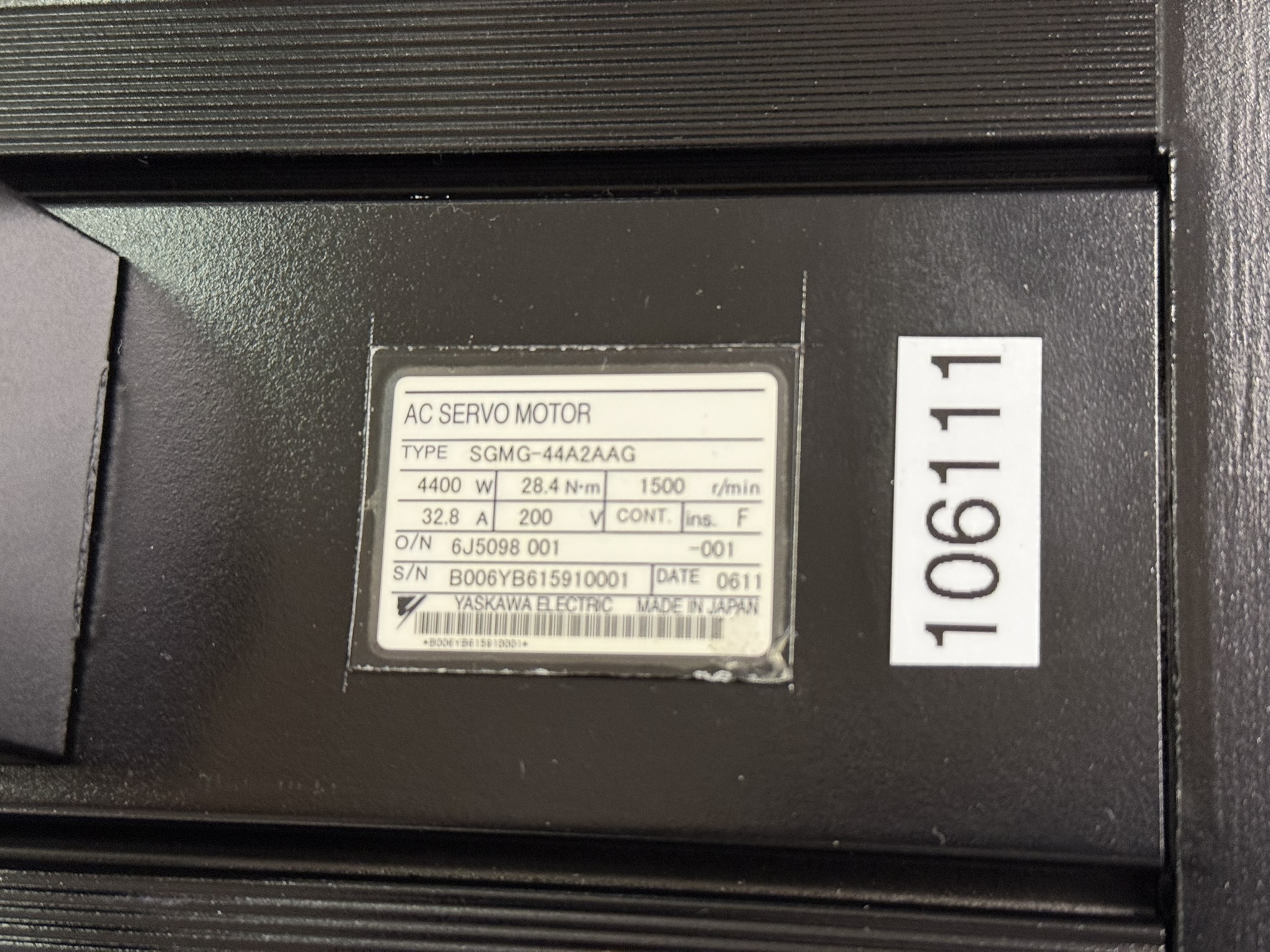 Yaskawa AC Servo Motor SGMG-44A2AAG Typenschild