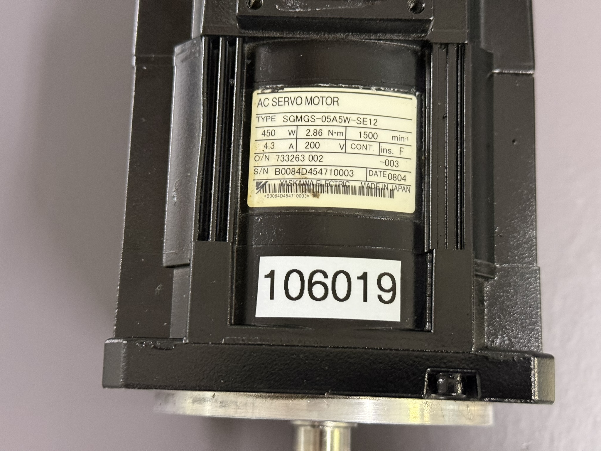 Yaskawa AC Servo Motor SGMGS-05A5W-SE12 Typenschild