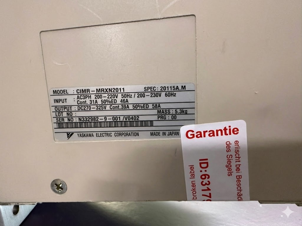 Yaskawa Converter CIMR-MRXN2011 Typenschild 2