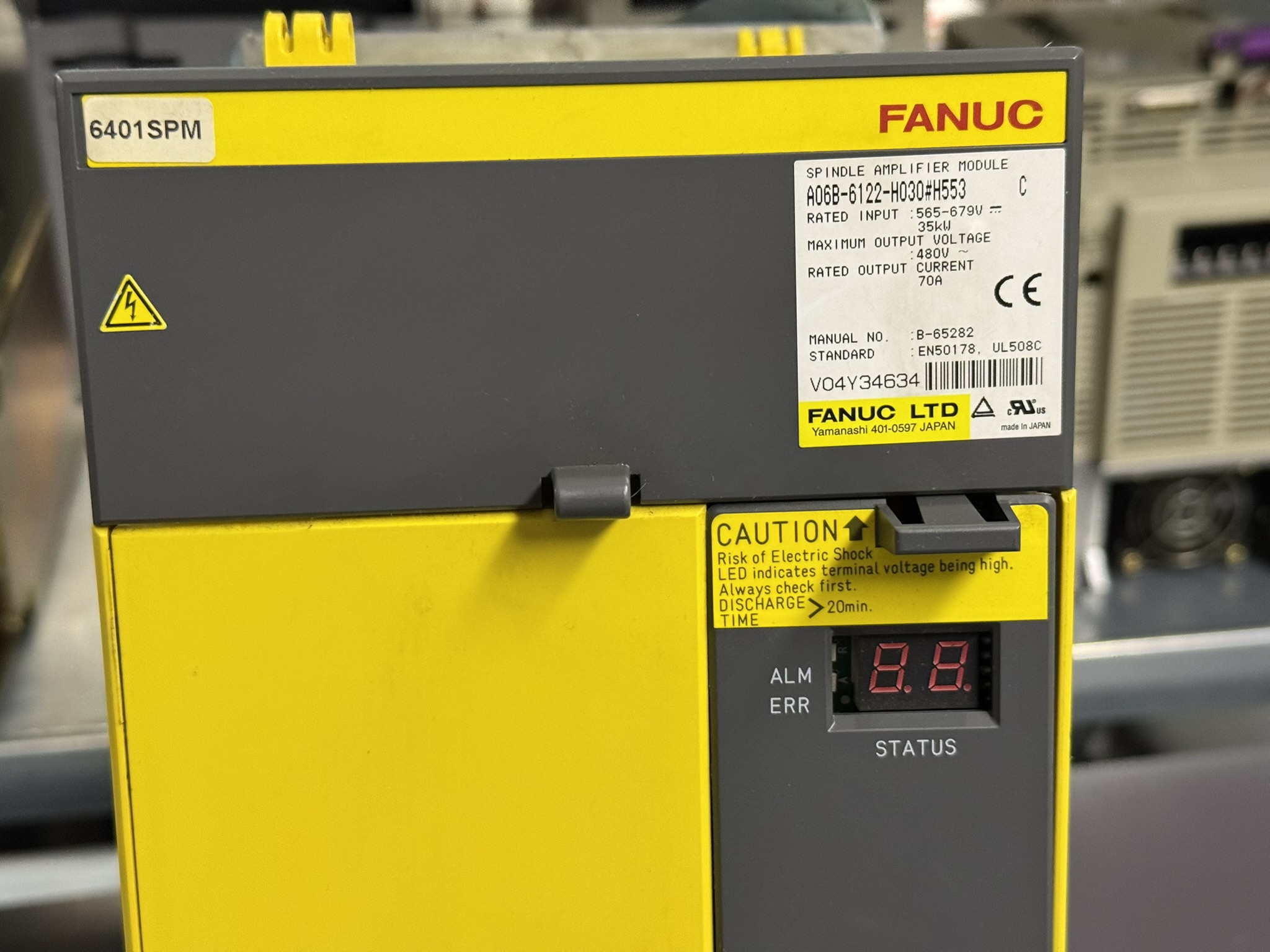 Fanuc Spindle Amplifier A06B-6122-H030#553 Typenschild