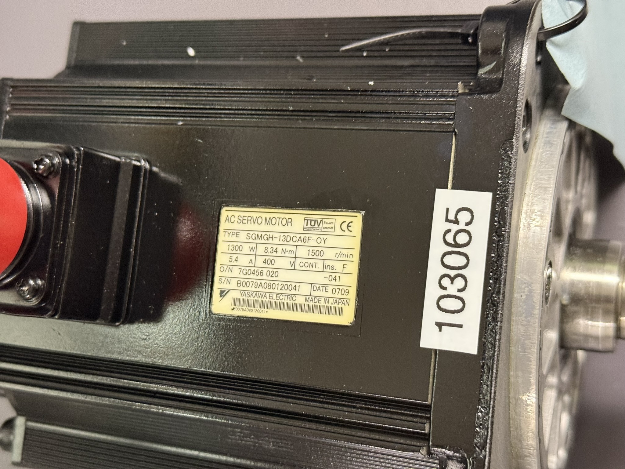 Yaskawa AC Servo Motor SGMGH-13DCA6F-OY Typenschild