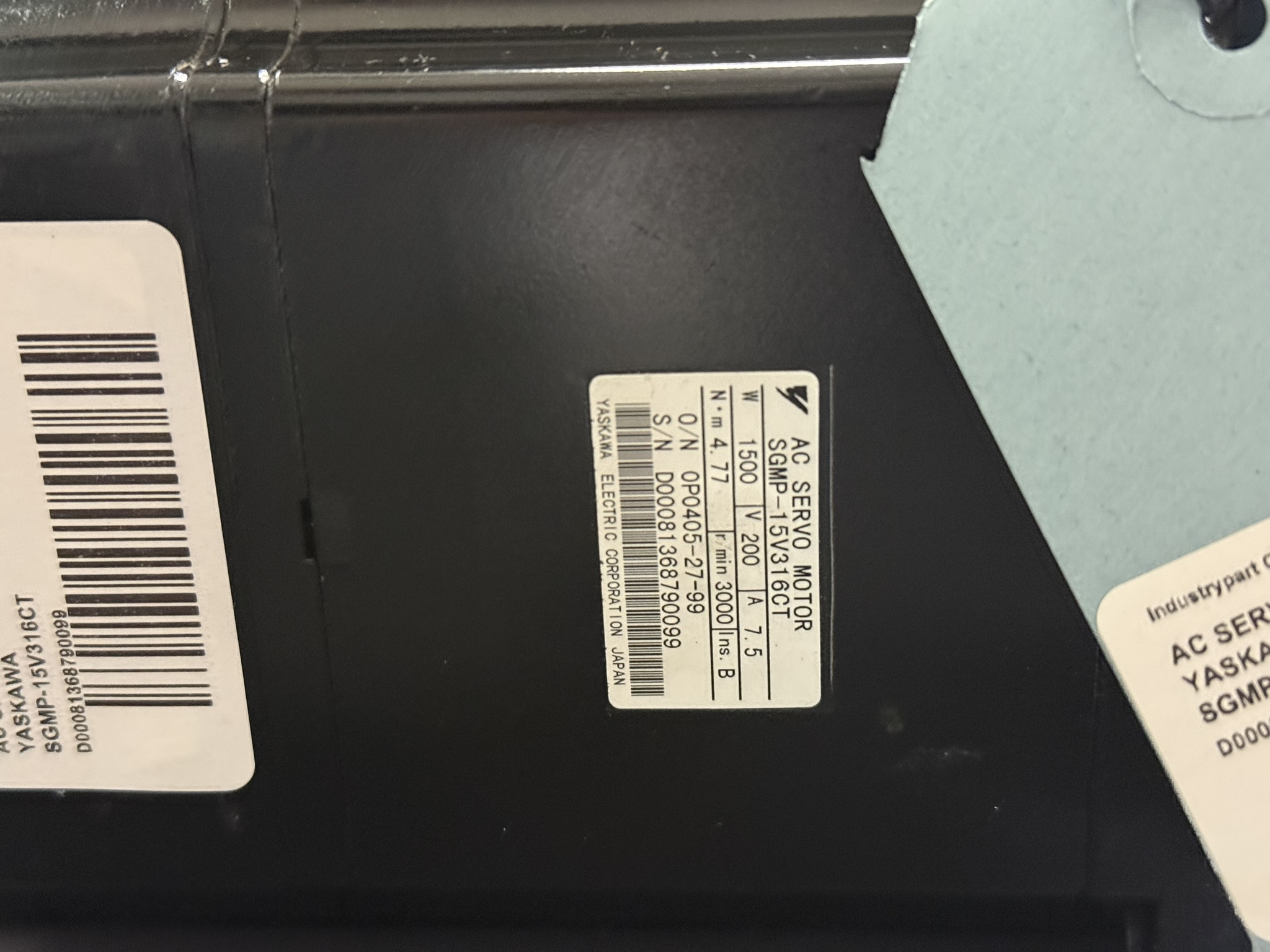 Yaskawa AC Servo Motor SGMP-15V316CT Typenschild