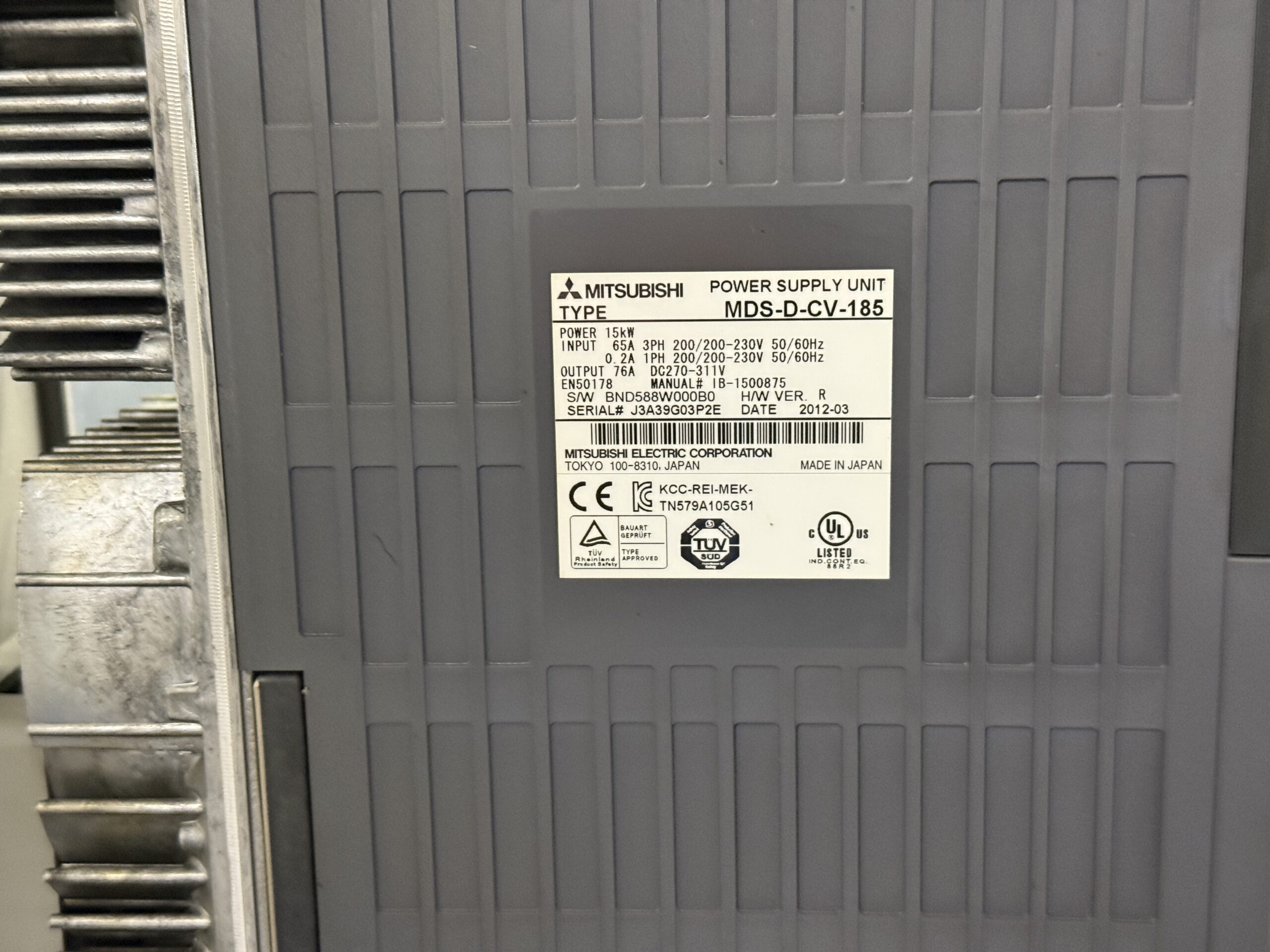 Mitsubishi Power Supply Unit MDS-D-CV-185 Typenschild