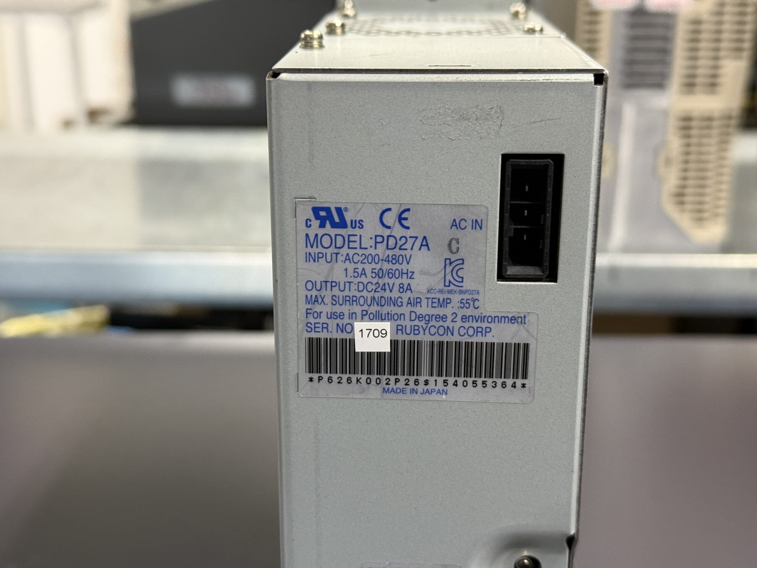 Rubycon Mazak PD27A Netzteil 24V-8A Typenschild