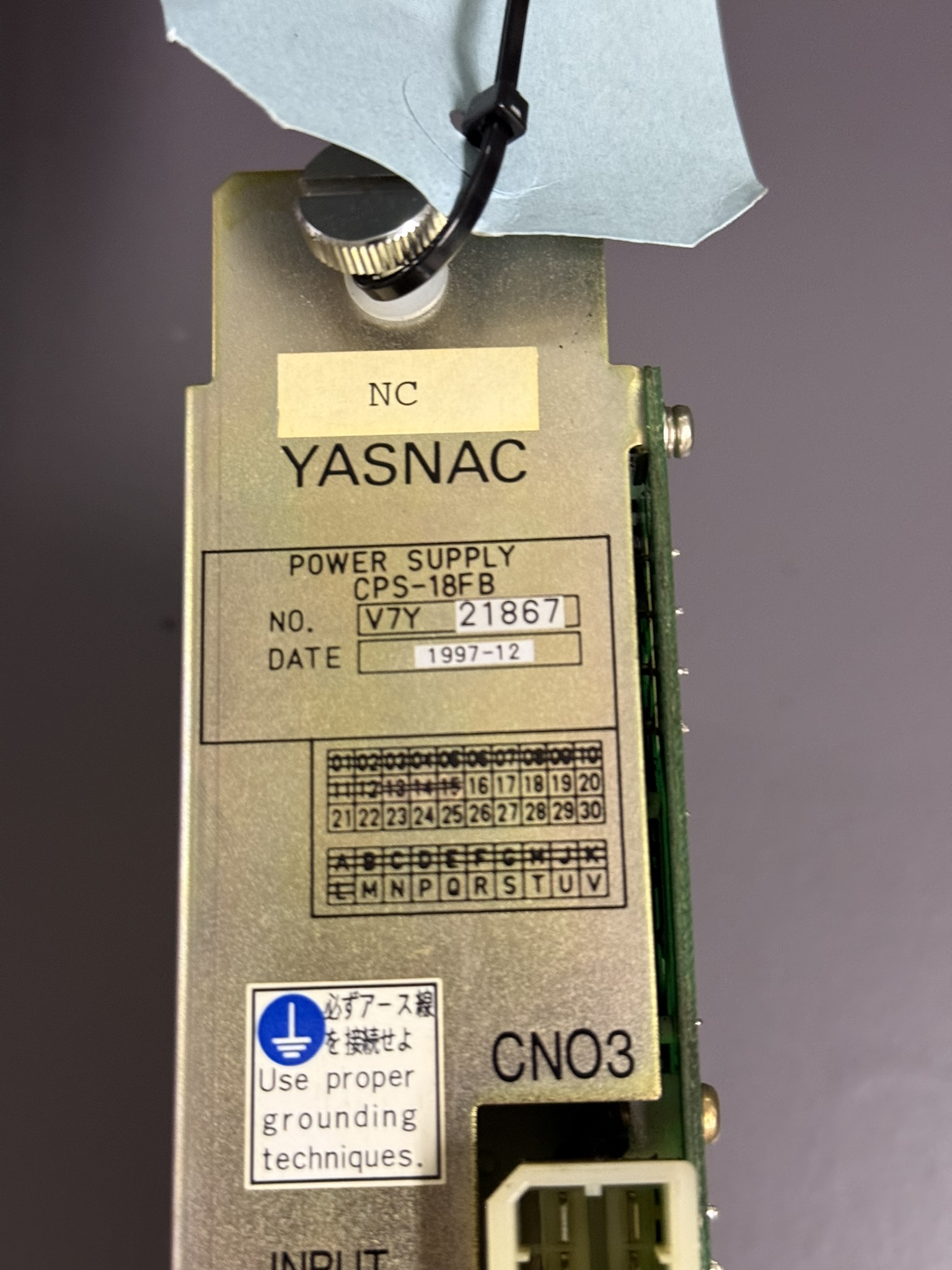 YASNAC POWER SUPPLY CPS-18FB Typenschild
