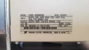 Yaskawa Converter CIMR-MRXN2022 Spec 20225A  Typenschild