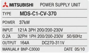 Mitsubishi Power supply MDS-C1-CV-370 typenschild