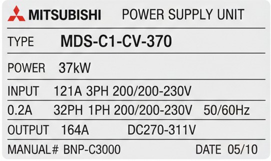 Mitsubishi Power supply MDS-C1-CV-370 typenschild
