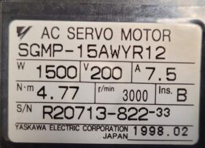 Yaskawa AC Servo Motor SGMP-15AWYR12 typenschild