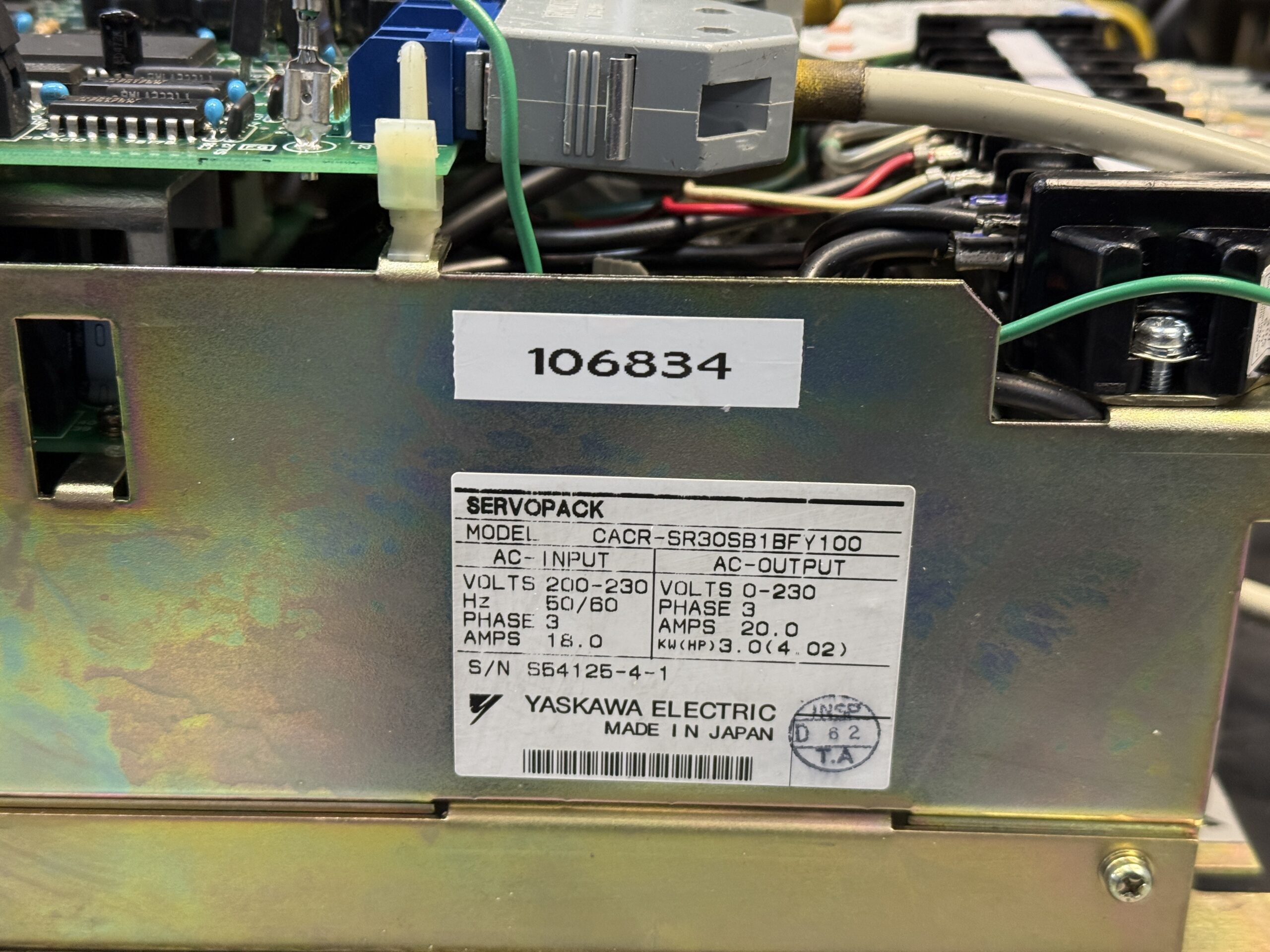 Yaskawa CACR-SR30SB1BFY100 Typenschild