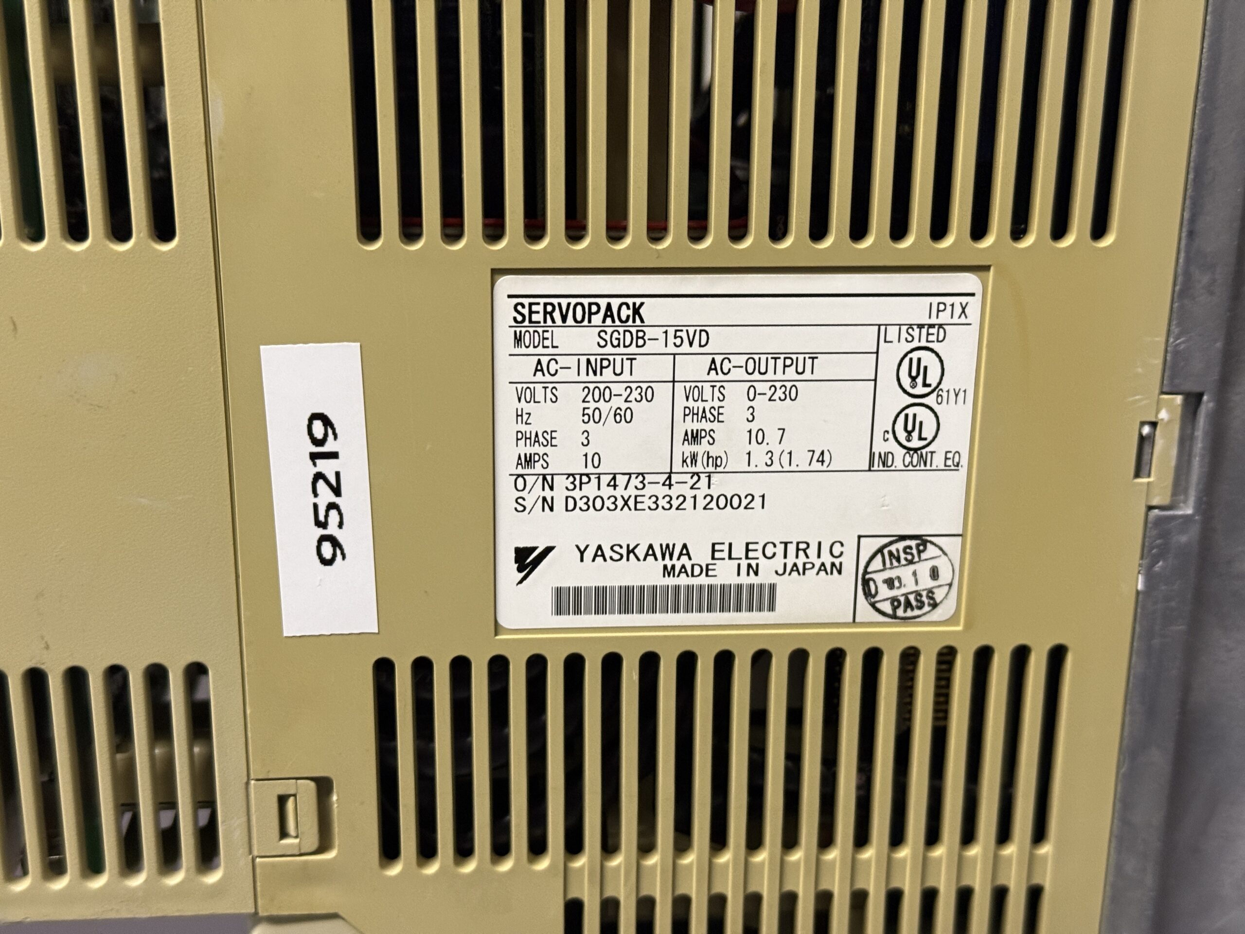 Yaskawa SGDB-15VD Servopack Typenschild