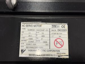 Yaskawa SGMGH-1ADCA6F-OY AC Servo Motor Typenschild