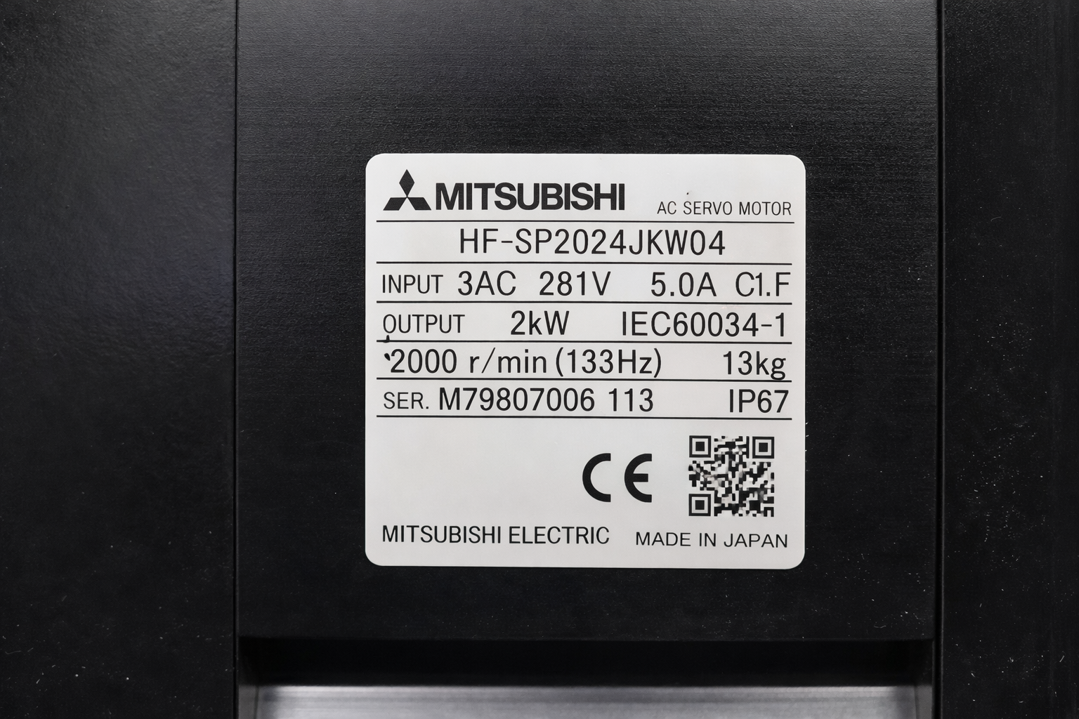 Mitsubishi AC Servo Motor HF-SP2024JKW04 typenschild