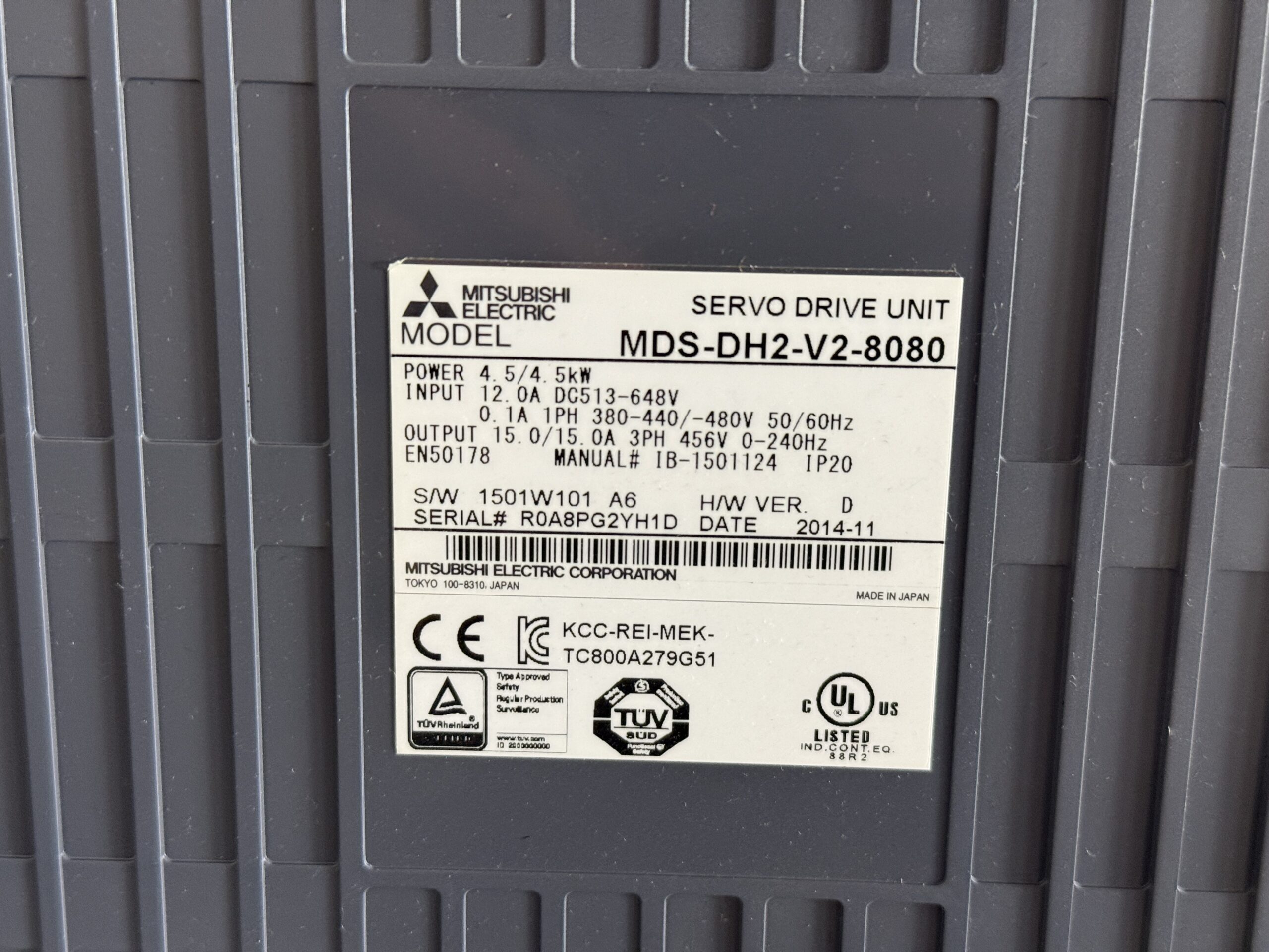 Mitsubishi MDS-DH2-V2-8080 Servo Drive Unit Typenschild