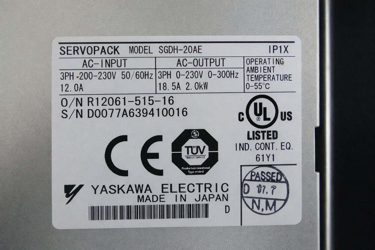 SGDH-20AE-OY Typenschild 1 - Kopie