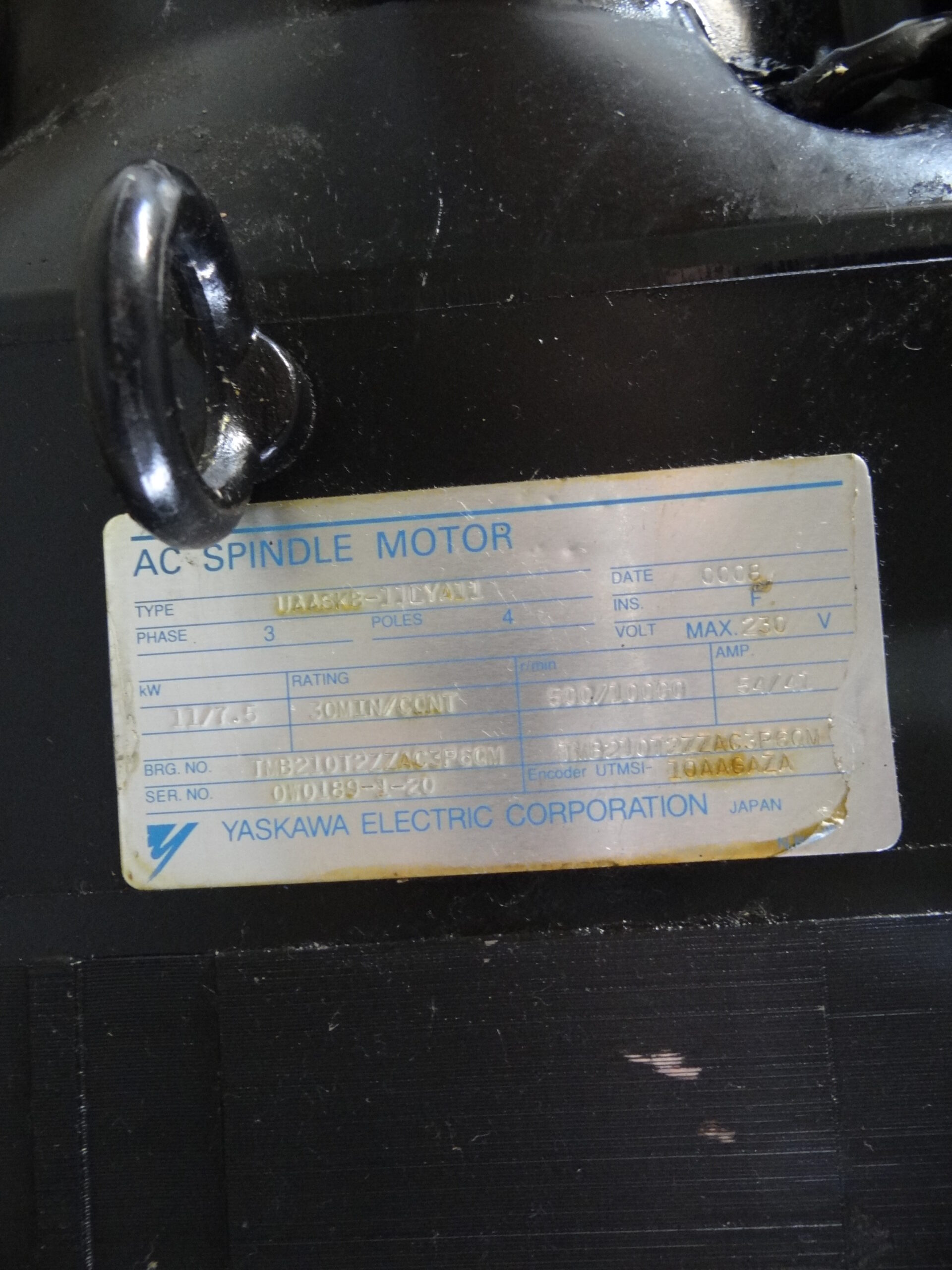 Yaskawa UAASKB-11LYA11 AC Spindle Motor Typenschild