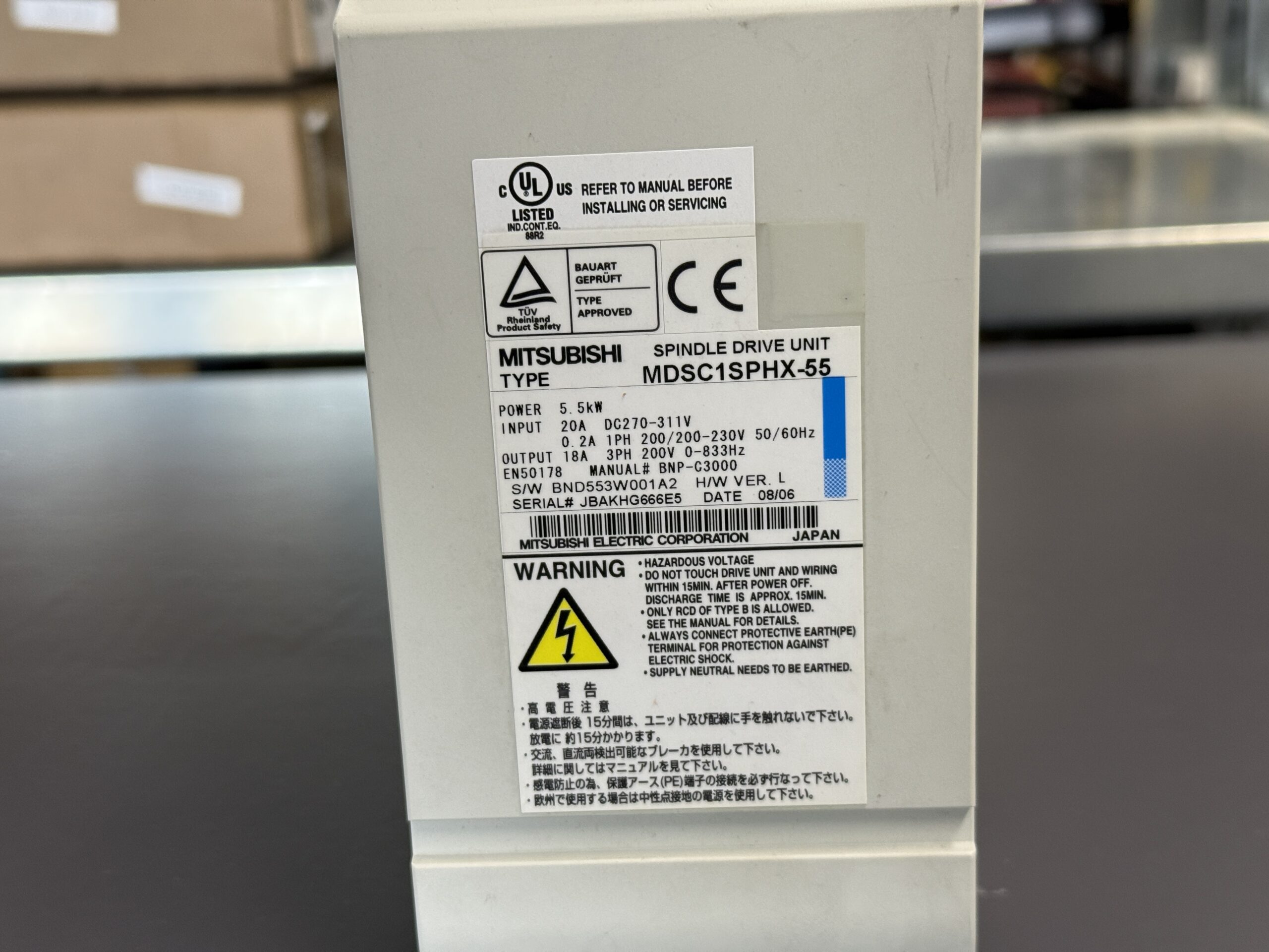 Mitsubishi MDS-C1-SPHX-55 Spindle Drive Unit Typenschild