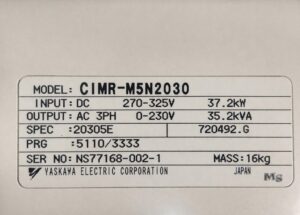 Yaskawa CIMR-M5N2030 AC Inverter typenschild