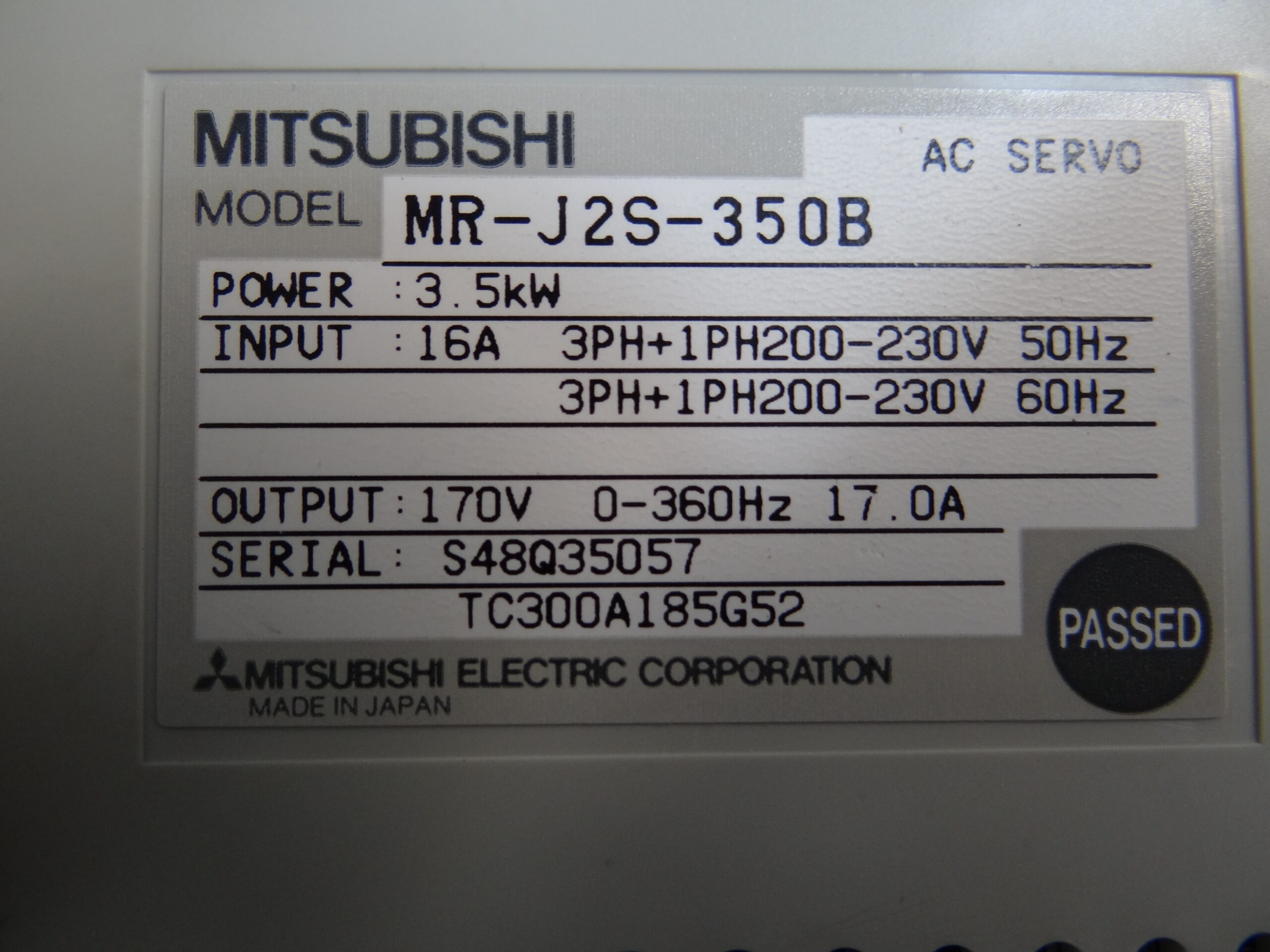 MR-J2S-350b Typenschild