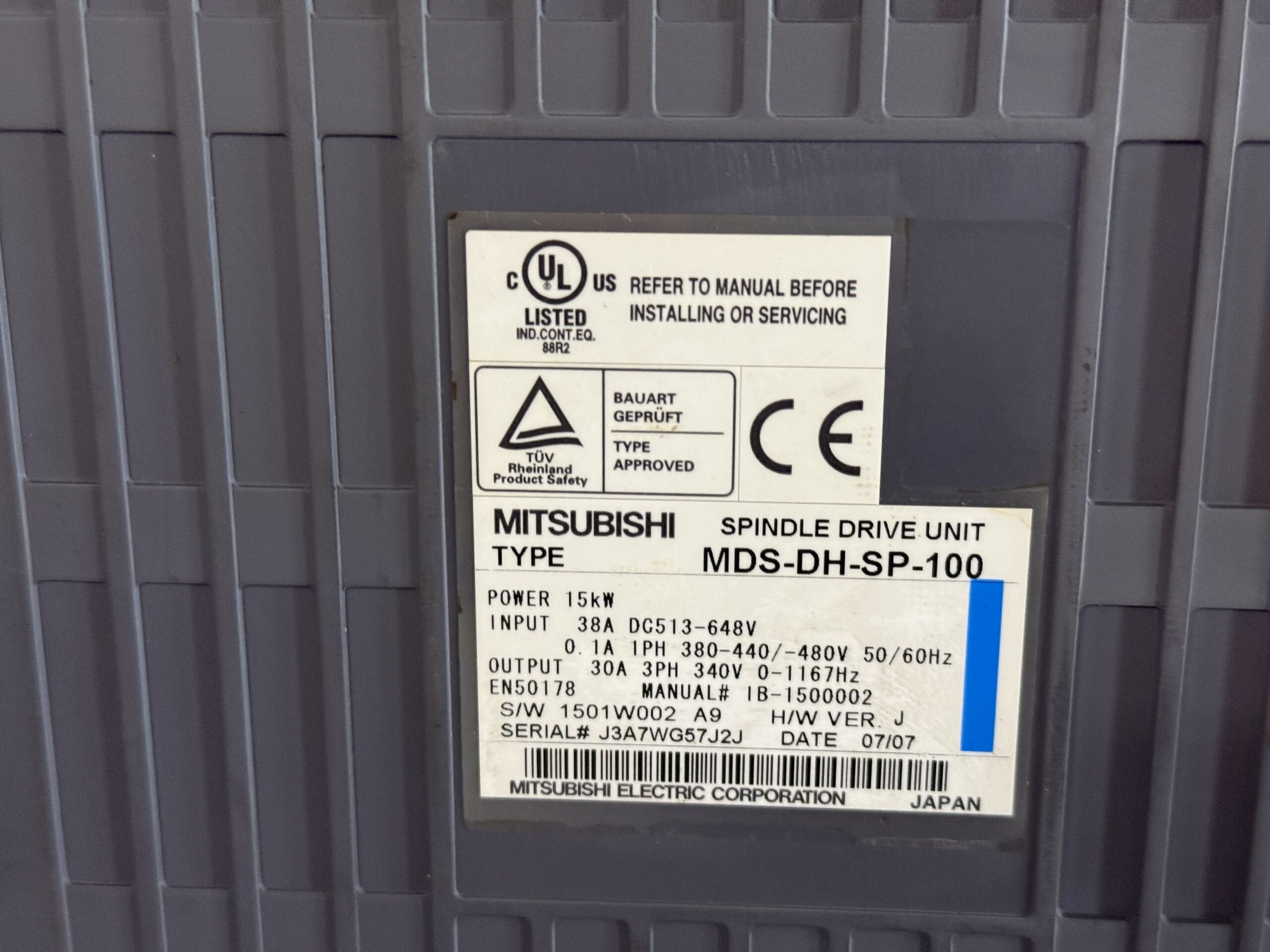 Mitsubishi MDS-DH-SP-100 Spindle Drive Unit Typenschild