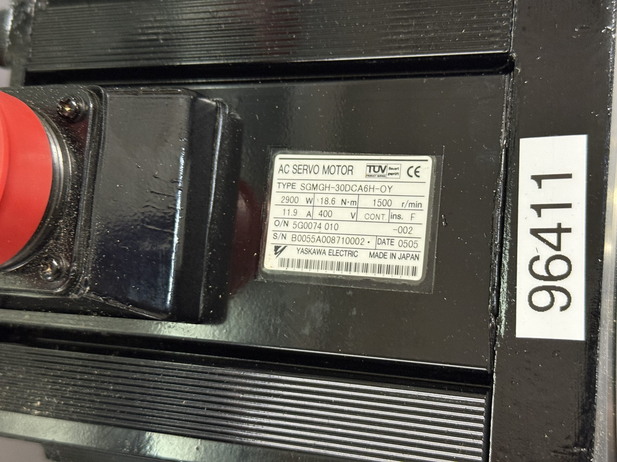 Yaskawa AC Servo Motor SGMGH-30DCA6F-OY Typenschild