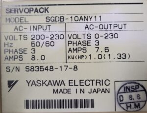 Yaskawa SGDB-10ANY11 Servopack Typenschild