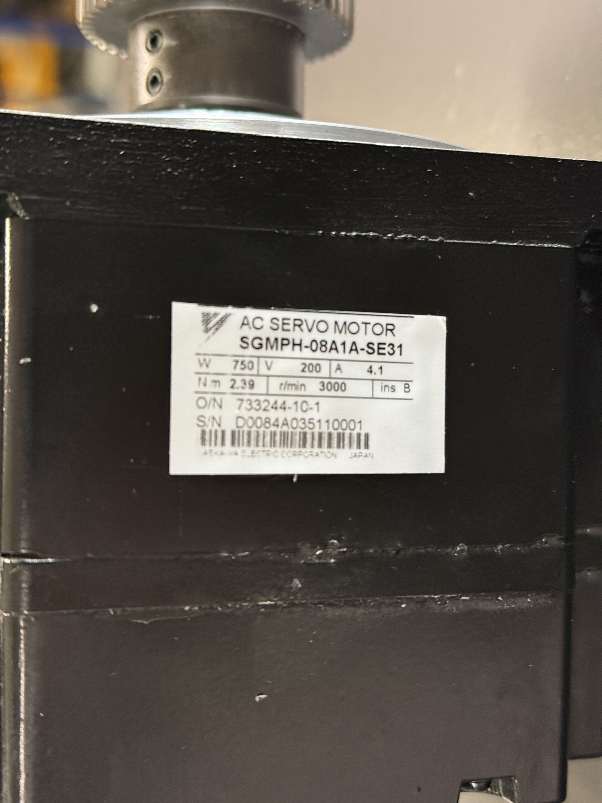 Yaskawa SGMPH-08A1A-SE31 Servo Motor Typenschild