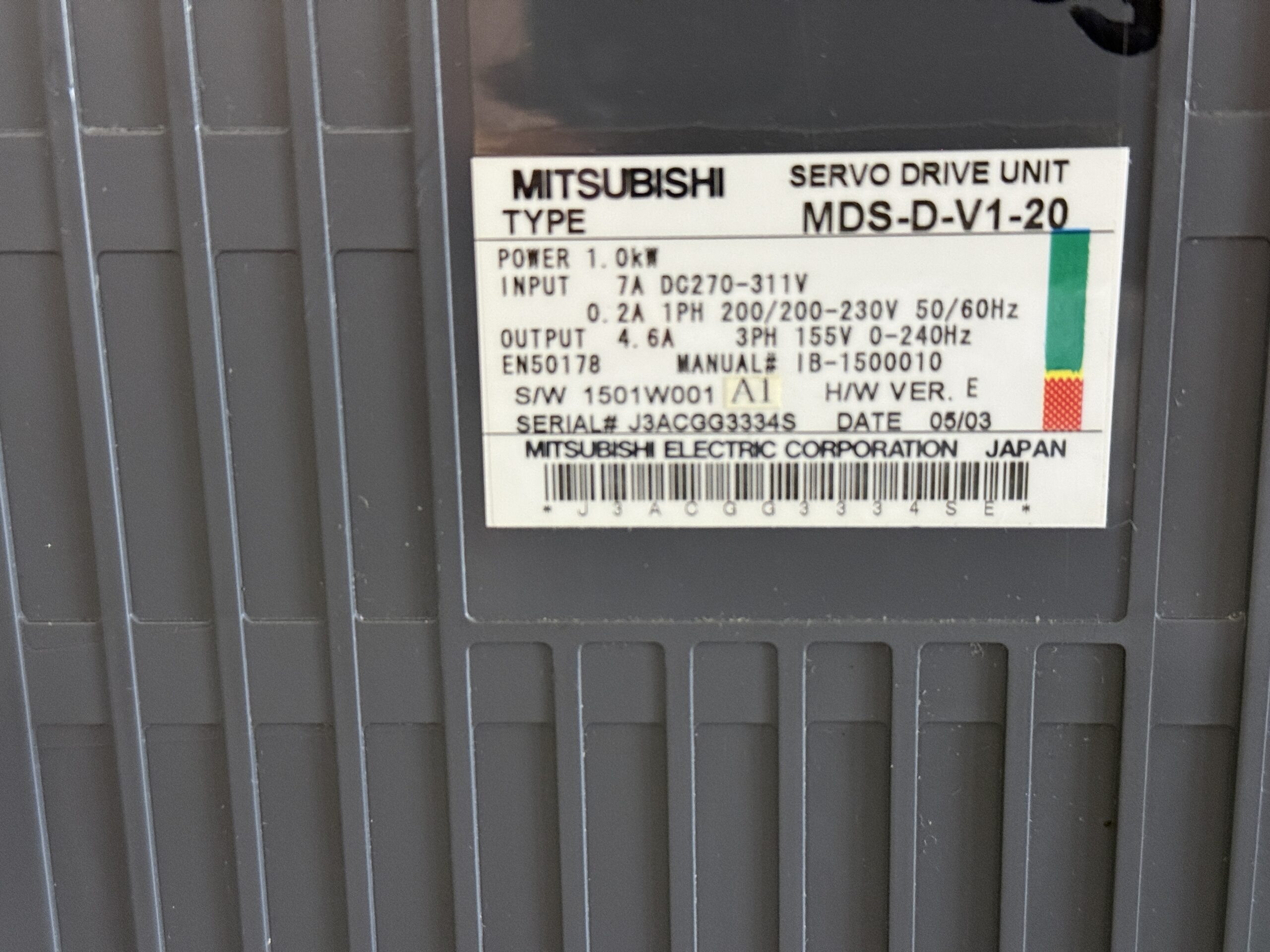 Mitsubishi MDS-D-V1-20 Servo Drive Unit Typenschild