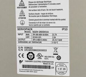 Yaskawa SGDV-260D01A AC Servopack Typenschild