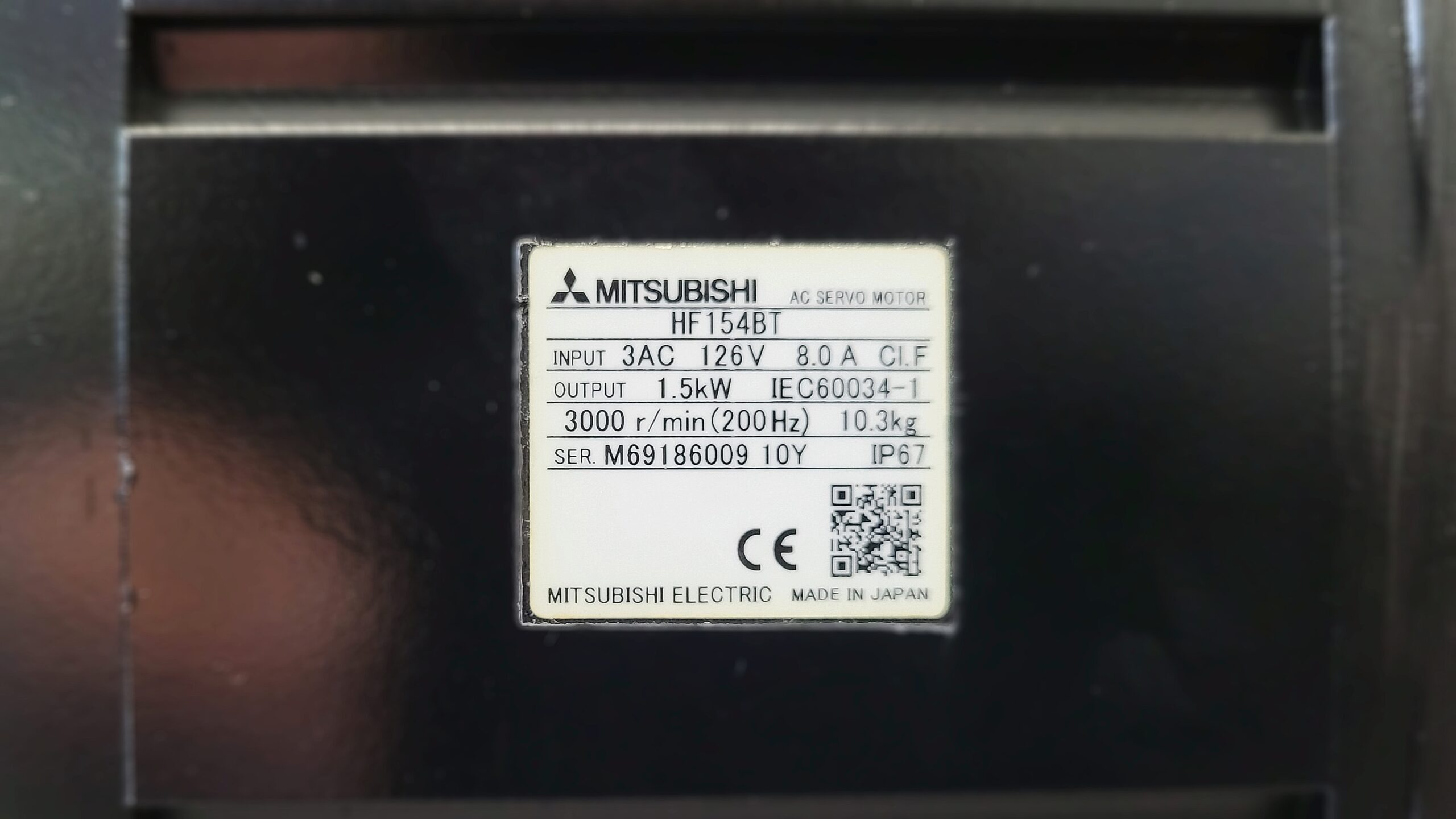 Mitsubishi AC Servo Motor HF154BT or HF154BT-A48 Typenschild