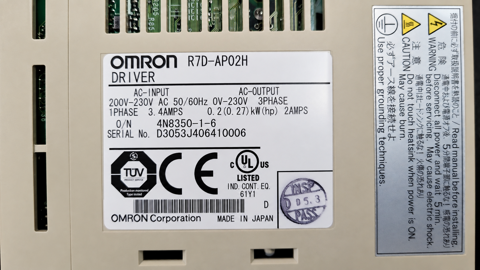 Omron R7D-AP02H Driver Typenschild