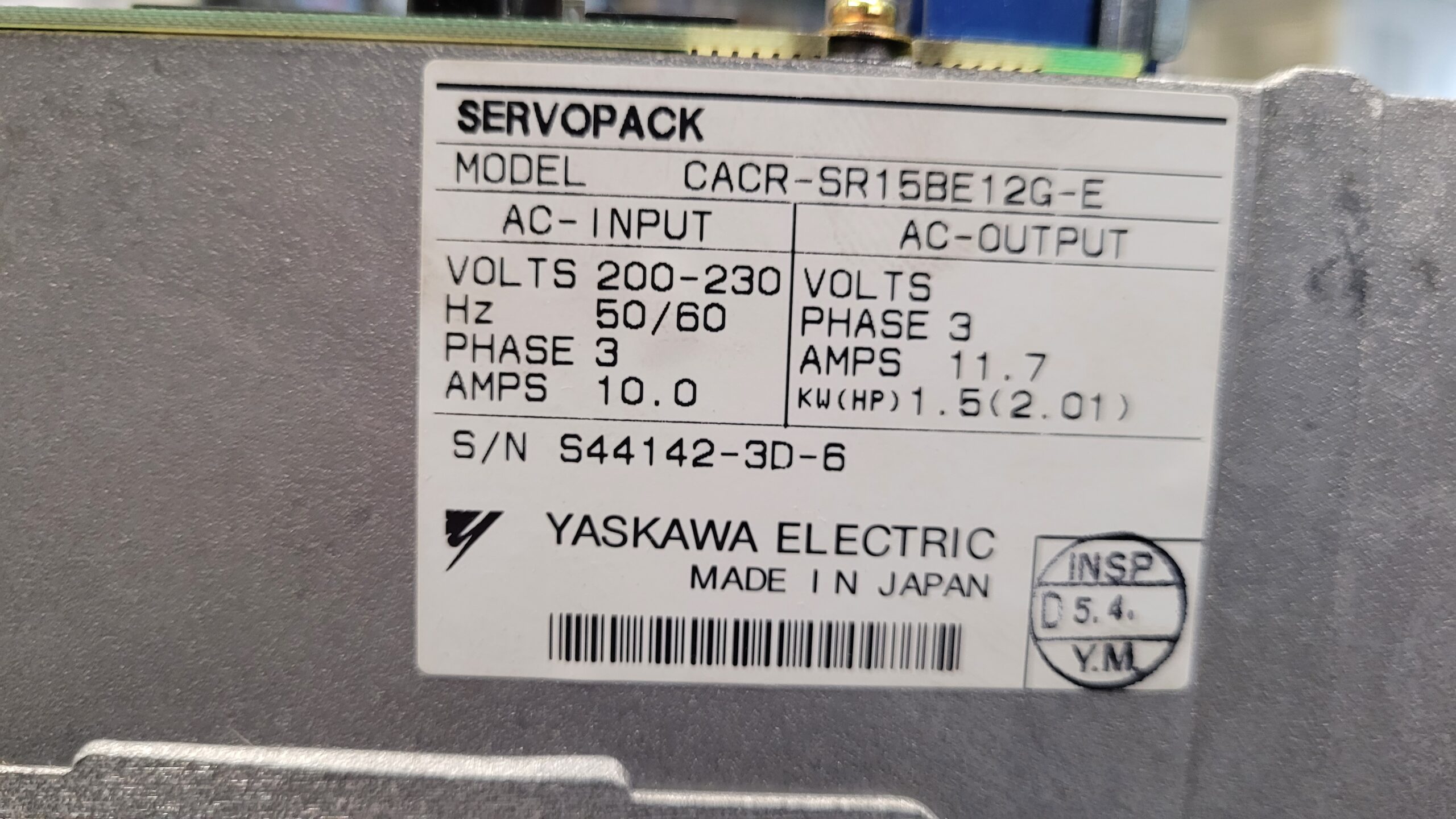 CACR-SR15BE12G-E Typenschild