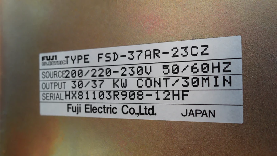 Fuji FRENIC 5000V2 FSD-37AR-23CZ: Original-Typenschild